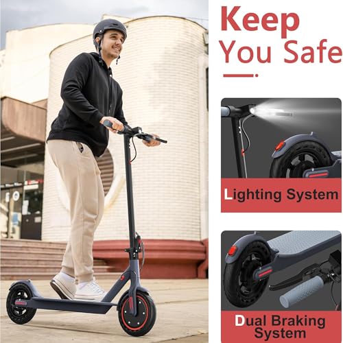 Electric Scooter for Adults, 350W Motor, 19mph Speed, 21 Miles Range, Folding E-Scooter with Dual Suspension