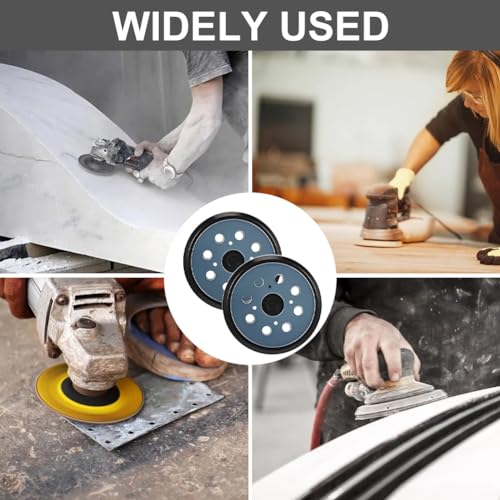 2pcs 5 Inch 8 Holes Orbital Sander Replacement Pad Compatible with DeWalt, Hook and Loop Replacement Backing Sanding Pad for Most Grinders with 4 Screws Holes