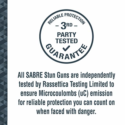 SABRE 2-in-1 Stun Gun and Flashlight and Belt Holster, Emits 1.60 Powerful Pain Inducing Microcoulombs (?C) Charge, 120 Lumen LED Flashlight, Rubberized Grip, Compact Design, Rechargeable