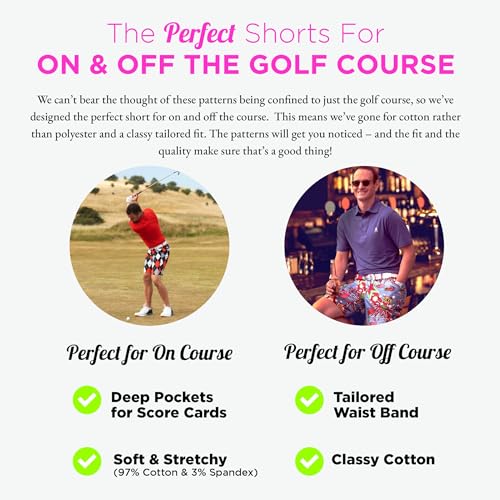 Royal & Awesome Pastel Purple Men's Golf Shorts Slim Fit Fun Bright Design