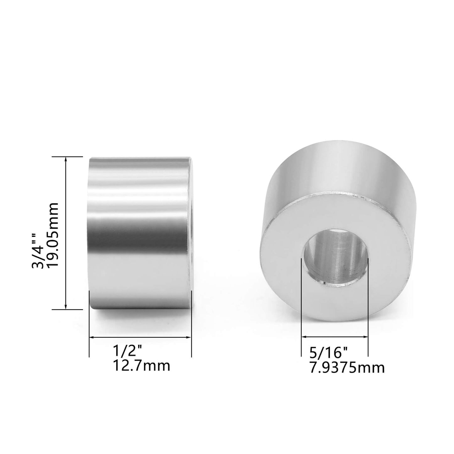 Wulankd 15pcs Aluminum Spacer 3/4" OD x 5/16" ID x 1/2" Length, Round Spacer, Unthreaded Standoff Bushing Plain Finish, Fits Screws Bolts 5/16"