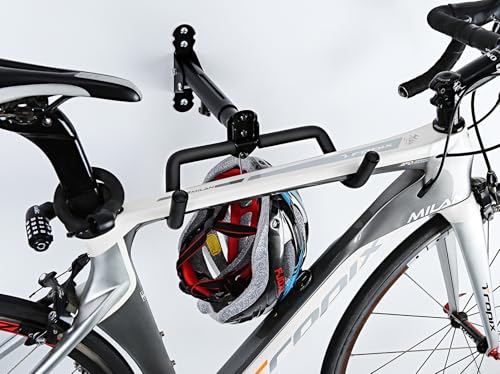 Bike Wall Mount Hanger - Adjustable Horizontal Storage Rack - Black 2-Pack