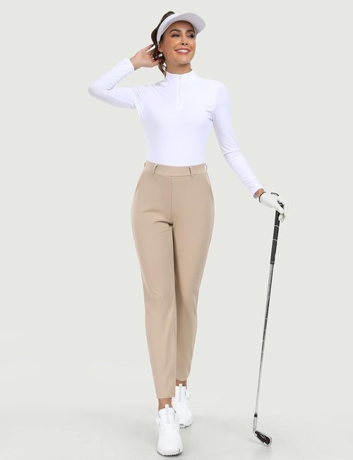IUGA Stretchy Work Pants - 7/8 Ankle Golf Pants for Women | Business Casual & Travel-Friendly with Pockets
