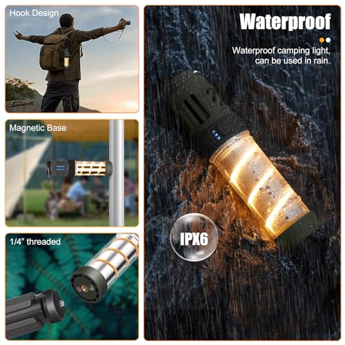 Repelix Buzz Defense Portable,???????????????? Repellent Rechargeable Flashlight Camping Lantern Lights with Dual-Heating, Waterproof White&Warm Light Lantern for Outdoor Camping, 12refills