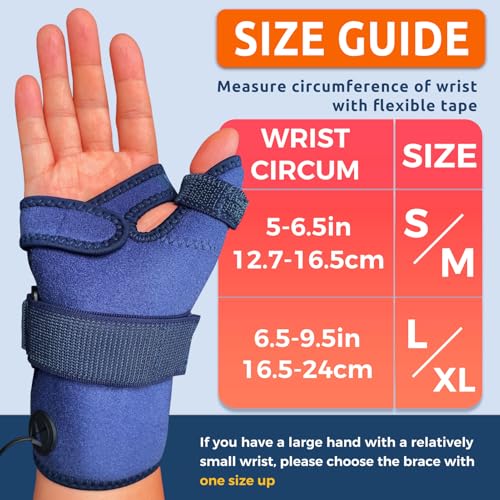 Hand Heating Pad for Arthritis and Tendonitis, Heated Wrist Wrap Thumb Brace for Carpal Tunnel Relief with 3 Heat & 5 Timer Settings for Left & Right Hand (S/M)