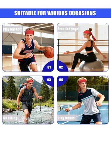 Red Sweat Tie Headband - Athletic Hairband for Men, Women, Kids