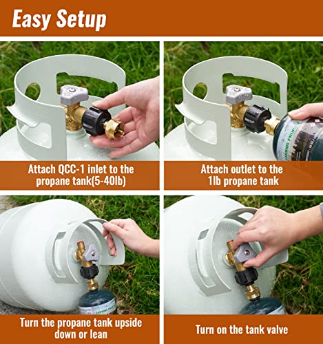 Propane Refill Adapter for 1-Pound Tanks - Solid Brass