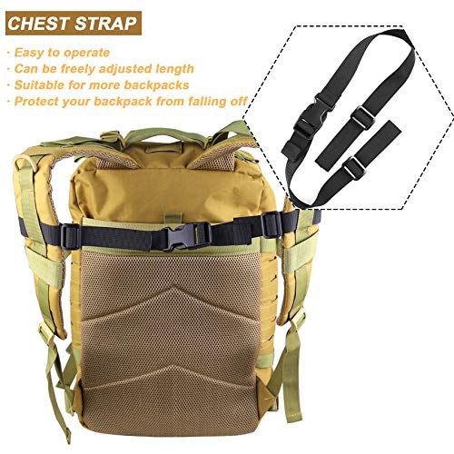Adjustable Chest Strap Backpack Belt with Buckle - Black