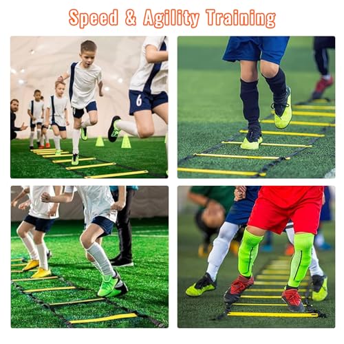 Agility Ladder Training Kit with Cones & Jump Rope - 20ft Soccer Set