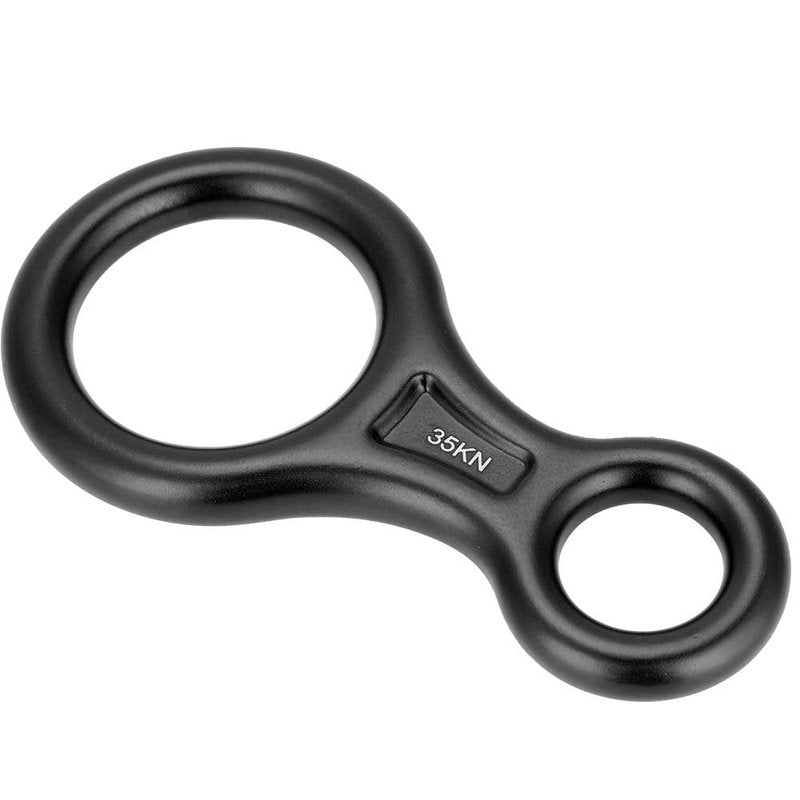 SolUptanisu Climbing,Climbing Rappel 8 Ring, 35KN Figure 8 Aluminum Descender Rappel Ring Rock Climbing Gear for Rappelling Belaying Climbing (Black)