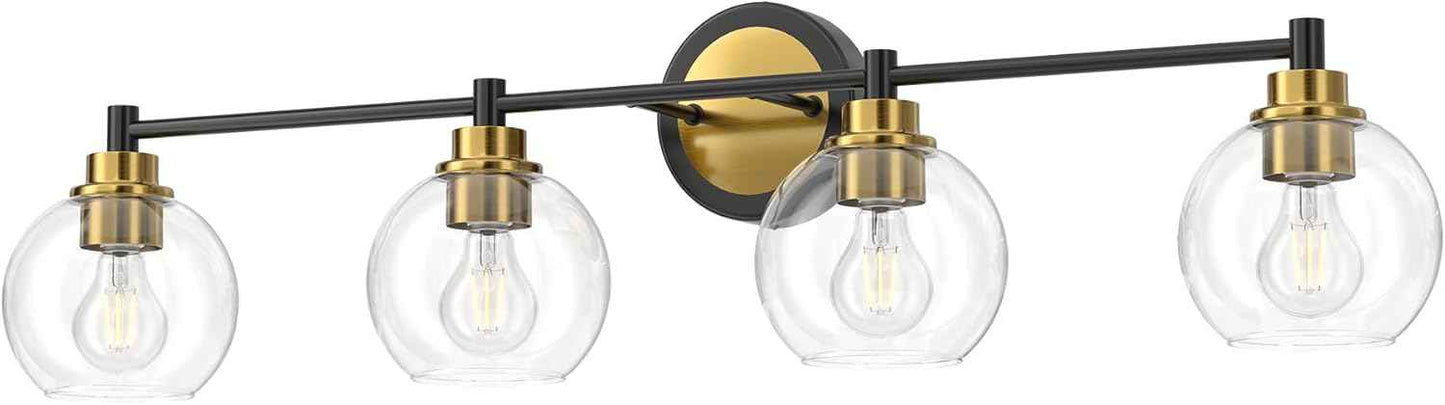 3-Light Vanity Bathroom Light Fixture with Globe Glass Shades - Brushed Nickel, ETL Certified