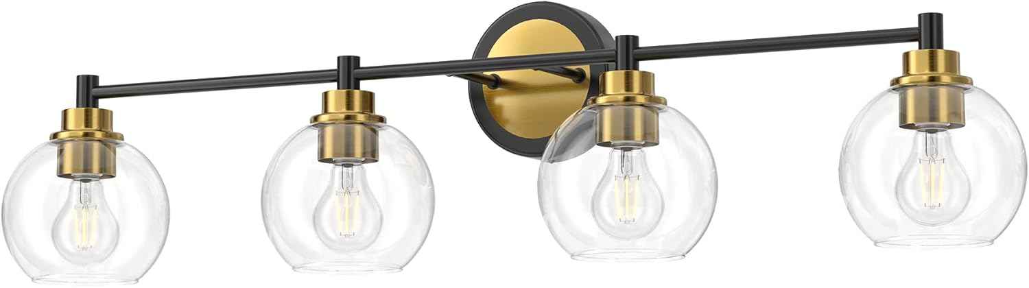 3-Light Vanity Bathroom Light Fixture with Globe Glass Shades - Brushed Nickel, ETL Certified