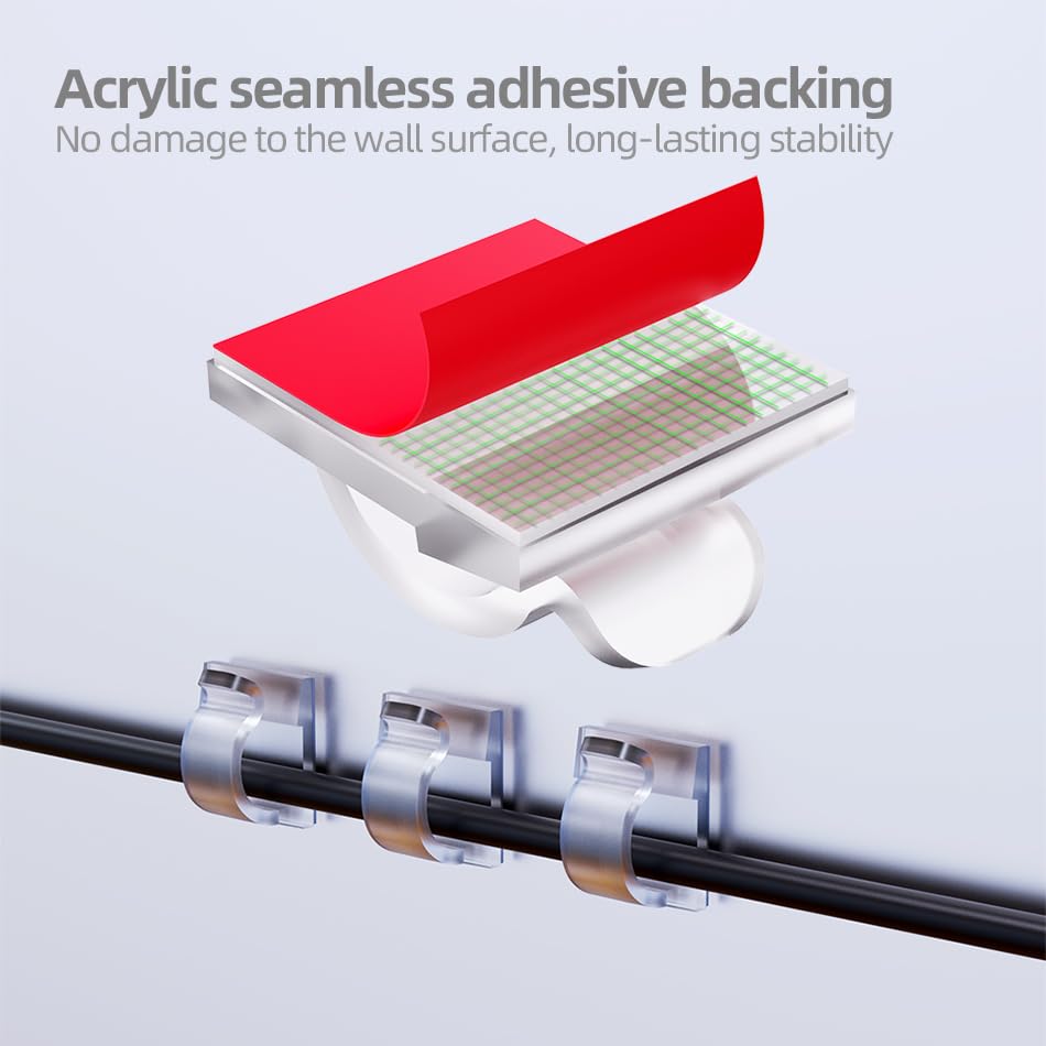 ITUGOU 100 PCS Cable Clips Cord Organizer (Small, Medium,Large),Wire Holder for Cable Management, Outdoor Light Clips Light Hooks for LED String,Car Dash Cam, Extension Cord (Clear)