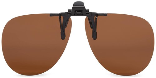 Fisherman Eyewear 8FCO Clip On Original Aviator Black Frame Polarized Sunglasses (Brown Lens)