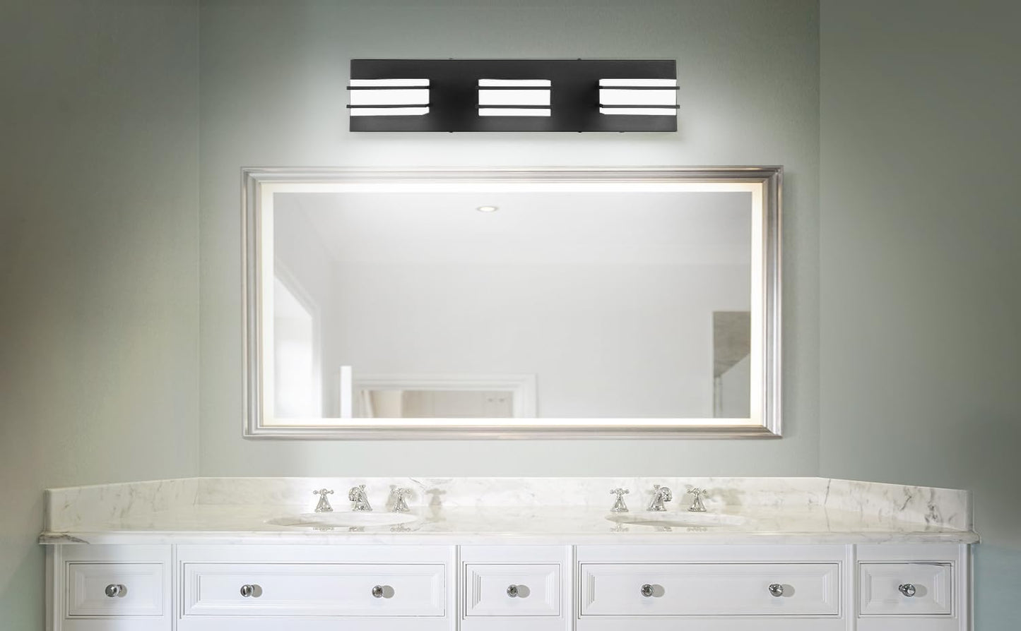 LED Chrome 3-Light Dimmable Bathroom Vanity Light Fixture - Modern Acrylic & Stainless Steel Over Mirror Lighting