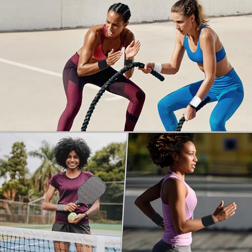 6-Pack Athletic Sweatbands - Black, White & Gray