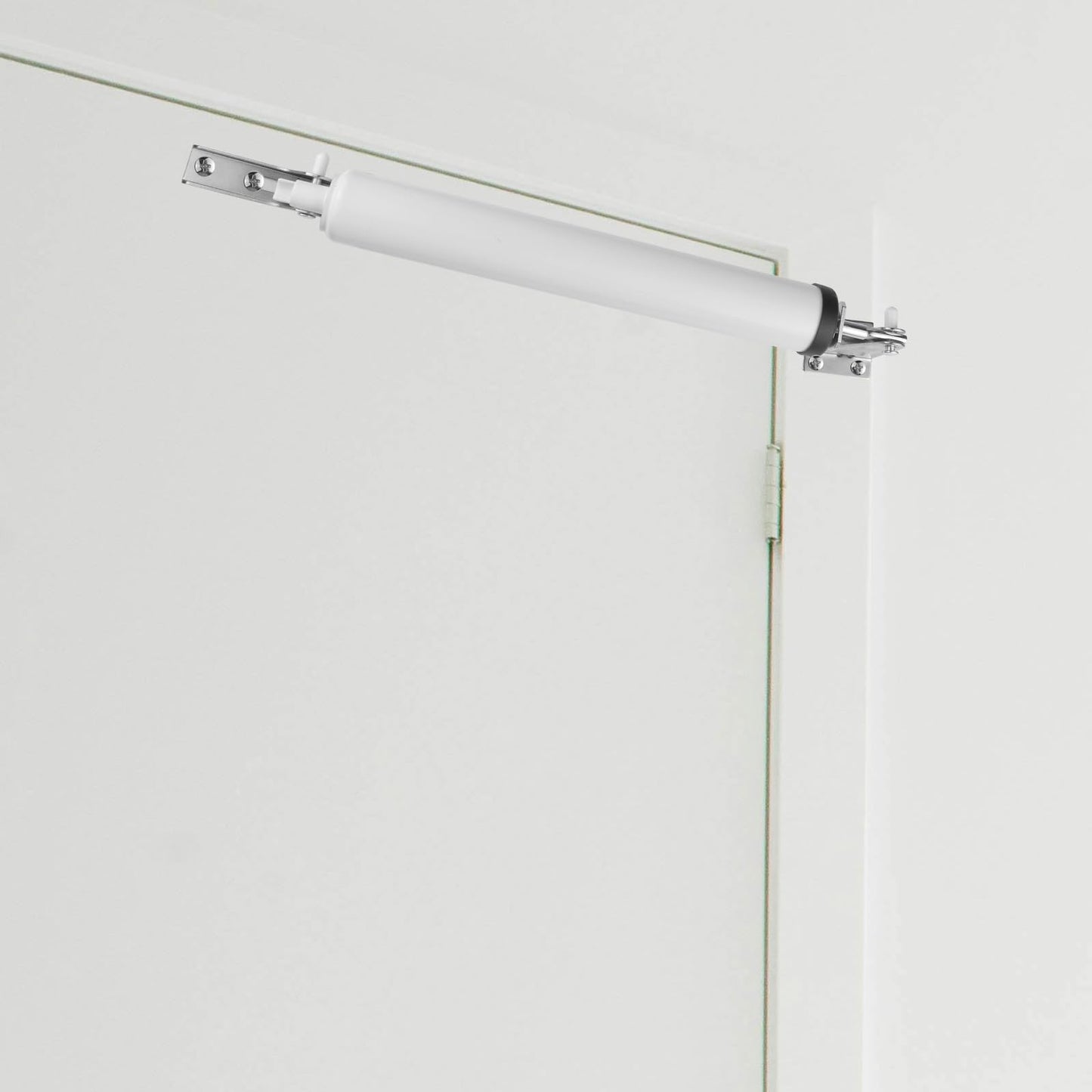 Screen and Storm Door Closer Kit, Heavy Duty Pneumatic Screen and Storm Door Closer, Screen and Storm Door Push Button Latch Set Replacement Kit, Adjust Smooth Closing Speed (White)