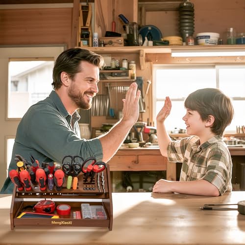 Bamboo Screwdriver Organizer Rack Desktop Hand Tool Stand Repair Tool Storage Holder Small Tool Storage Holder for Desk Top desktop tool organizer Suitable for studios/garages/DIY enthusiasts