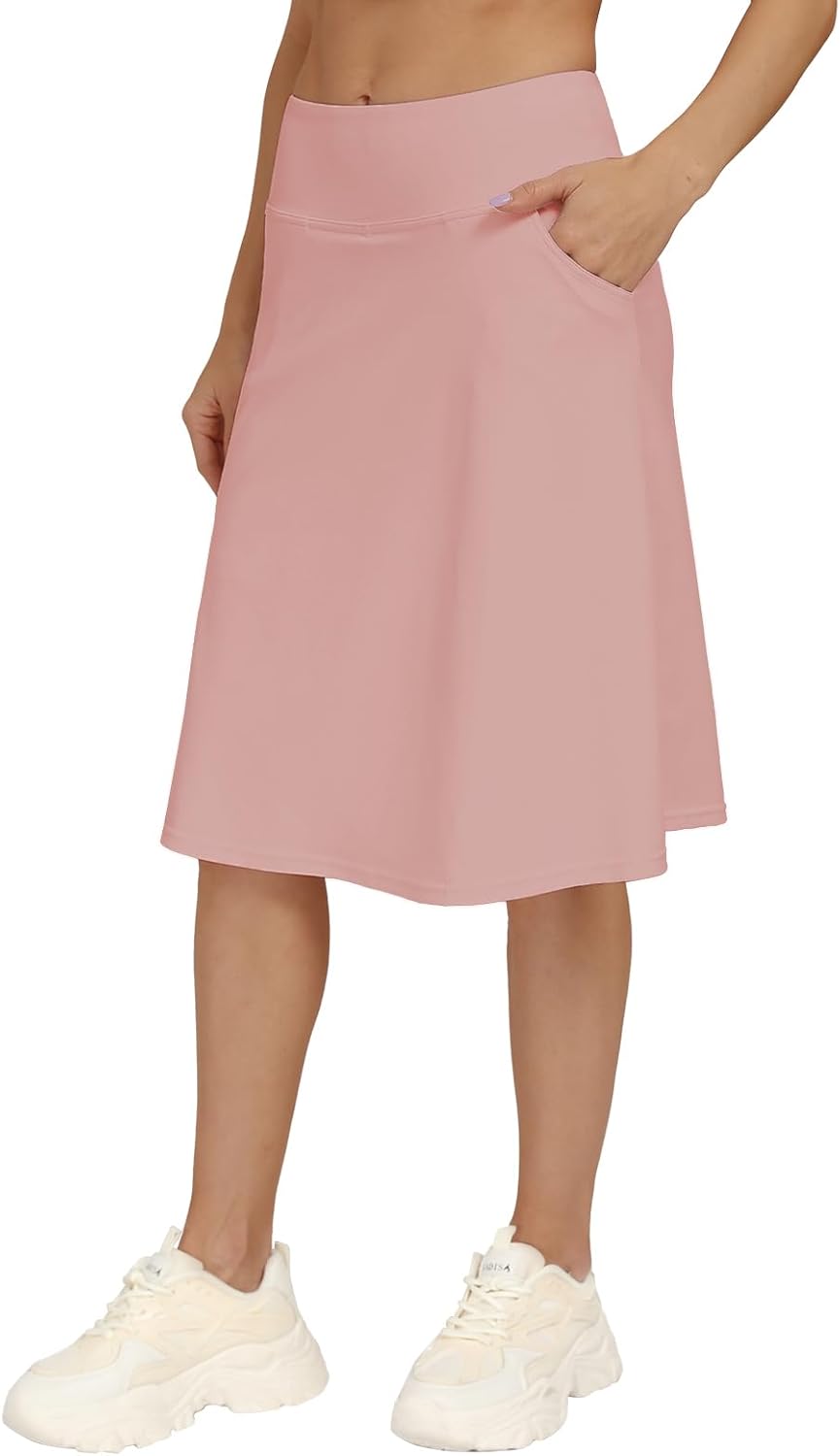 Skiennix Women's Modest Knee-Length Skorts - Athletic Midi Running Skirt in Stylish Design