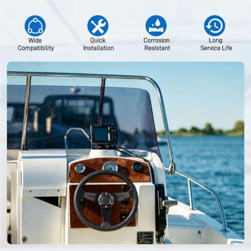13.6 Inch Boat Steering Wheel with 3/4" Axle Marine Adapter Leather