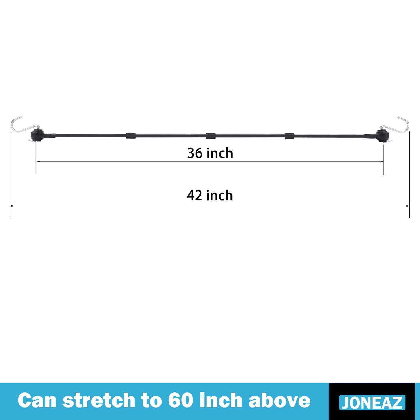 Joneaz Flat Silicone Rubber Bungee Cords with Hooks Adjustable, 36 inch, 4 Pack Heavy Duty Tie Down Straps,Above 150% Stretch