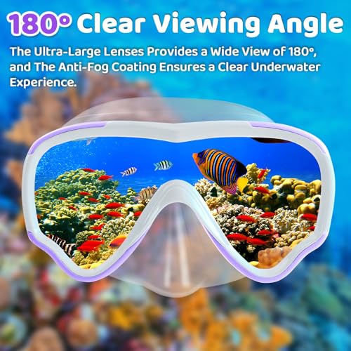 Vvinca Goggles for Kids 6-14,Snorkel mask Swim with Nose Cover