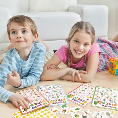 Bilingual Spanish Bingo Game - 24 Cards & Markers