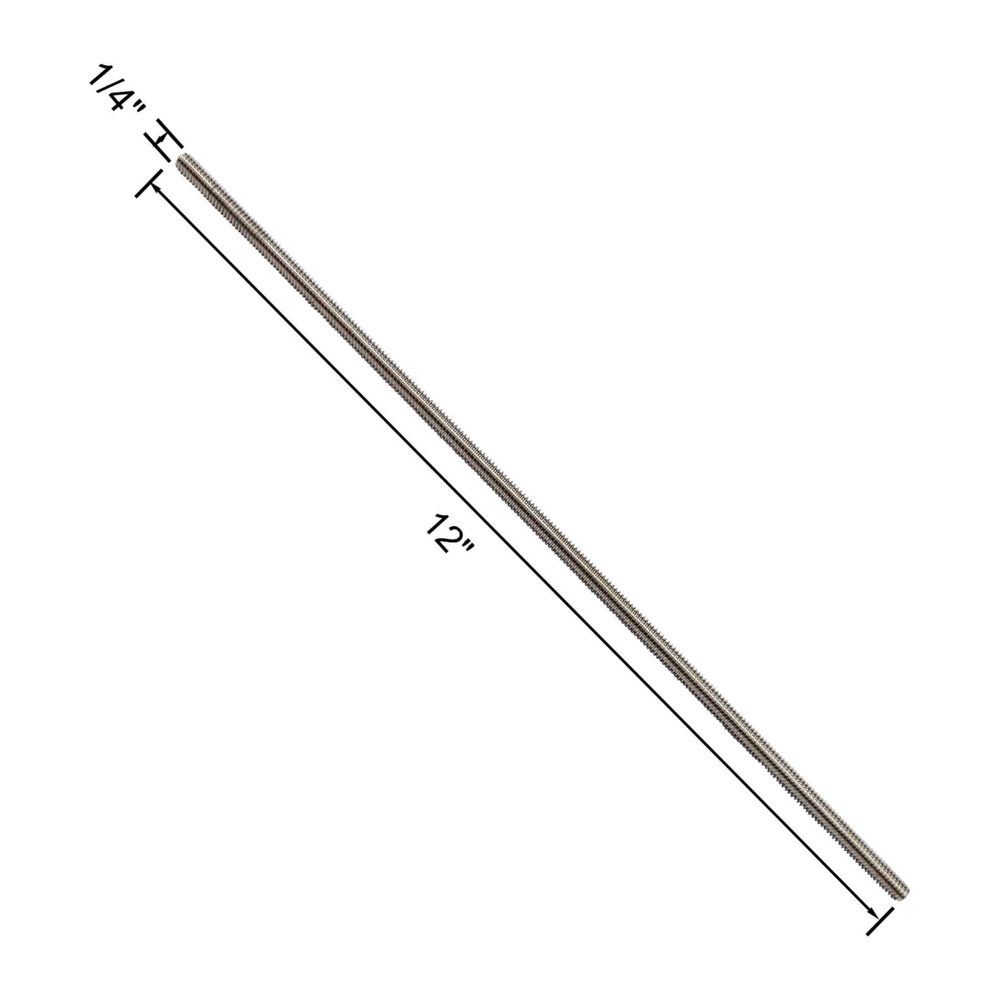 Aiwaiufu 1/4"-28 Stainless Steel Threaded Rods, 12Inch Fully All Threaded Rods (Pack of 4)