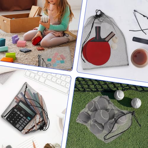 2-Piece Mesh Drawstring Ball Bag Set - Durable Nylon for Sports & Travel