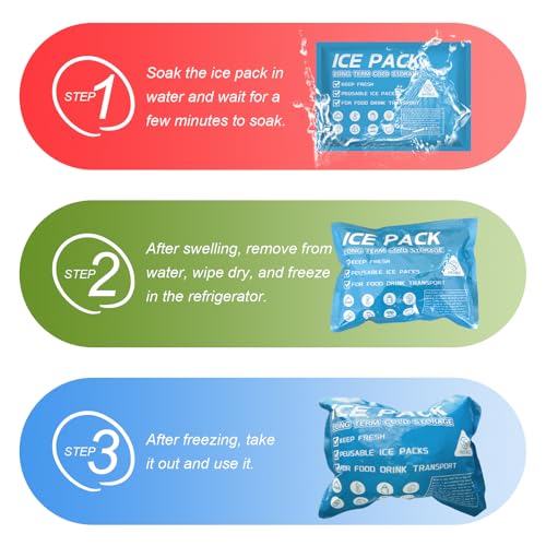 50 Water-Activated Ice Packs for Coolers - Reusable Gel Freezer Packs