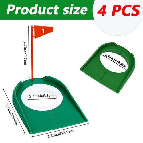 LOOEEL 4 PCS Golf Putting Cup Golf Hole Training,Suitable for Teenagers and Adults Hole Training with Plastic Flags Putting Cup,Used for Indoor and Outdoor Practice.