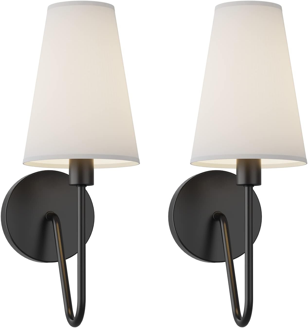 Gold Wall Sconce Lighting Fixture - Set of 2 Classic E12 Hardwired Lamps with Cream Shades