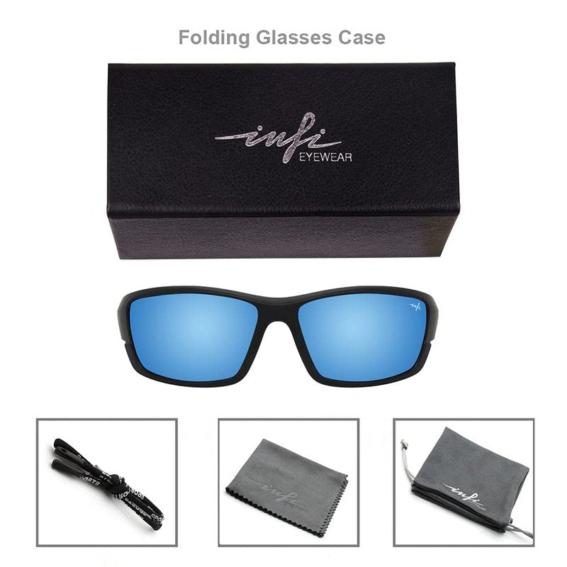 INFI Fishing Polarized Sunglasses for Men and Women Sports Sun Glasses UV Protection (Matte Black/Red)