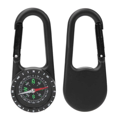 Kuuleyn Carabiner Clip On Compass - Mini Zinc Alloy Portable Carabiner Compass with Graduated Ring for Outdoor Hiking & Camping Navigation