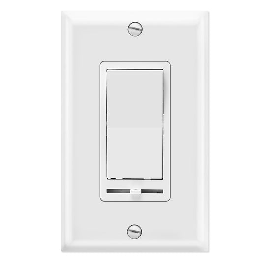 Heschen 1 Pack Dimmer Light Switch, Single Pole or 3-Way,150W Dimmable LED/CFL Lights, Halogen and Incandescent Bulbs 600W Max, AC120V, Cover Plate Included, White, UL Listed