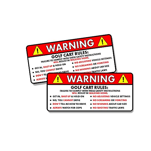 Golf Cart Rules Warning Sticker Decal - 2 Pack, 5 Inch