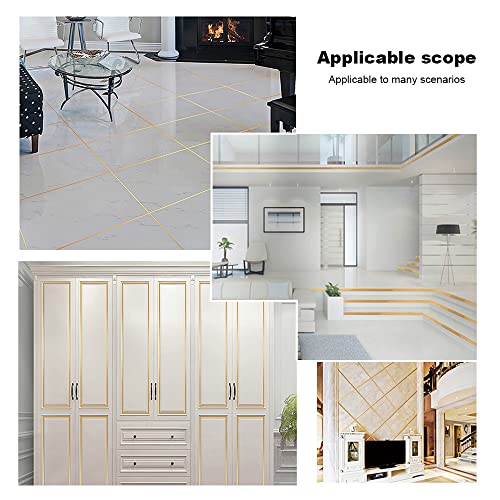 2 Rolls 0.4 Inch x 164 Ft Metalized Polyester Mylar Film Tape, Graphic Art Tape Mirror Tape, Foil Line Adhesive Tape for Wall, Floor, Tile, Gifts Wrapping (Gold)