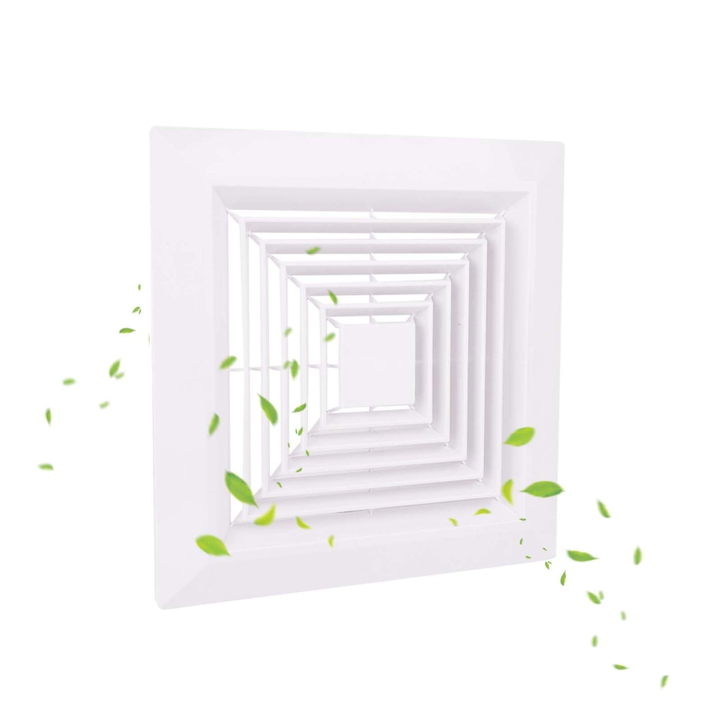 White 1 Piece (9 “x 9 ”Inch) Bathroom Exhaust Fan Cover with Spring, Square Ceiling or Wall Mounted Exhaust Fan, Ceiling Fan, Grille, Air Diffuser, Diverter Ventilation Hood, Replacement Accessories