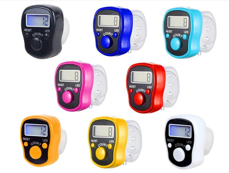 Hitopin 8PCS Electronic Finger Counter, LED Electronic Handheld Tally Counter, 5-Digit Counters Clicker, Lap Track Handheld Counter with Ring, for Golf Sports Fitness Exercise Warehouse(8 Colors)