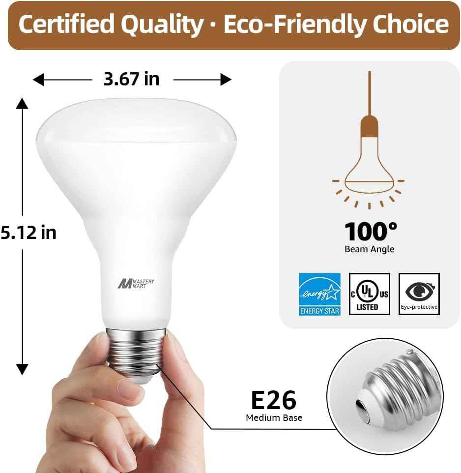 BR30 LED Bulbs 36-Pack - 65W Equivalent, 5000K Daylight, Dimmable, Flicker-Free, Energy Efficient E26 Base