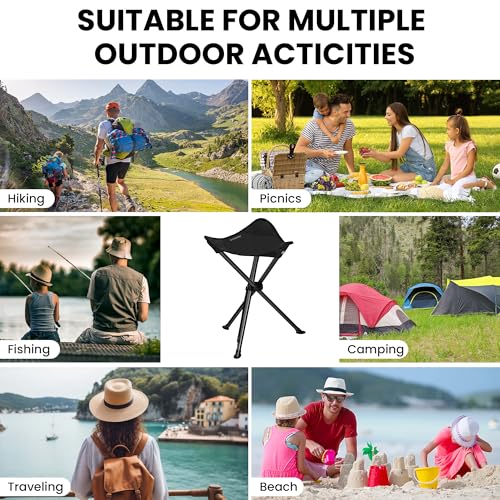 22.4-Inch Portable Folding Tripod Stool for Camping & Outdoor Activities (2 Pack)