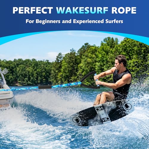25 FT Wakesurf Rope with EVA Handle - Wavy Blue
