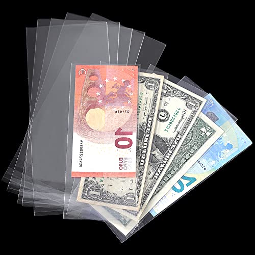 100 Pockets Money Sleeves for Collectibles - 6.9x2.9 Inch