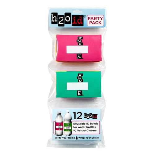 H2O ID 12 Band Multicolor Party Pack Reusable ID Bands Personalize and Label Drinks: Water Bottles, Reusable Bottles & Cups, a Drinking Glass, Beer, Cocktails