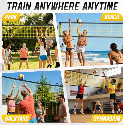 12FT Portable Volleyball Net - Adjustable Height, Freestanding with Carry Bag