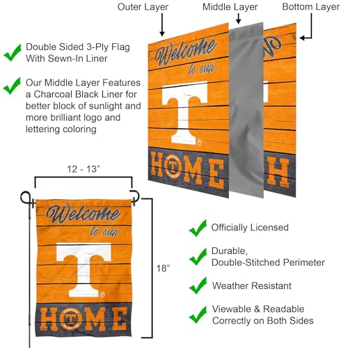 Tennessee Volunteers Welcome Double Sided Garden Flag - 12.5x18 Inch Yard Banner