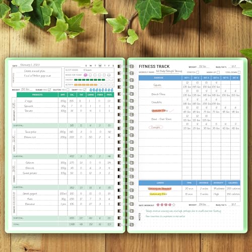 Wellness Planner & Fitness Log - A5 Daily Health Journal, Green