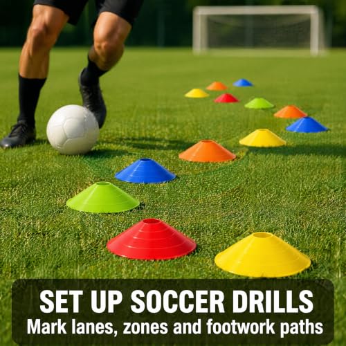 60 Pack Agile Soccer Cones with Portable Bags & Brackets