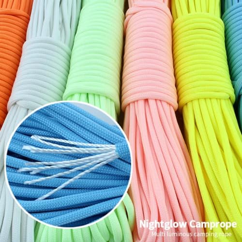 Sacoora 9 Strand 550 Luminous Glow-in-The-Dark Paracord 100FT Yellow for Camping