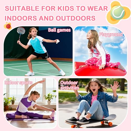 12 Pairs Girls Socks with Tab, Athletic Socks for Ages 1-14 | SPTRAMLE, 10-14 Years, Multicolor #2